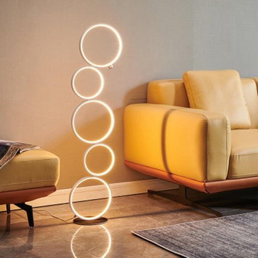 **LED-Stehlampe Nordisches Ring-Design – Stilvolle 360-Grad-Beleuchtung** 0