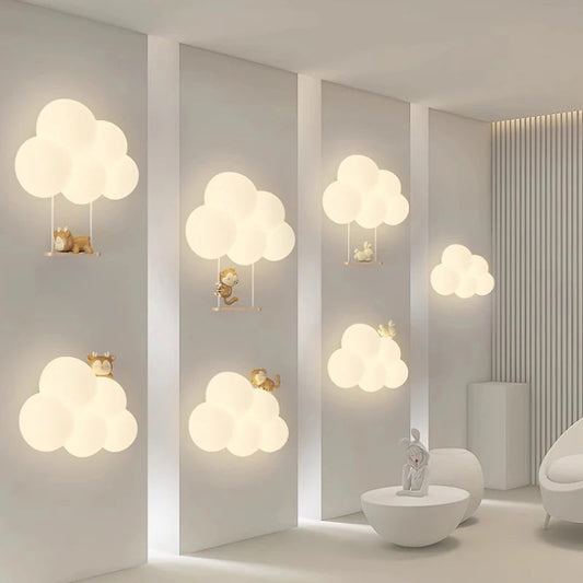 <strong>Minimalistische LED-Wandleuchte Affen-Kaninchen-Wolke</strong> – Sanfte Beleuchtung für Kinderzimmer 1